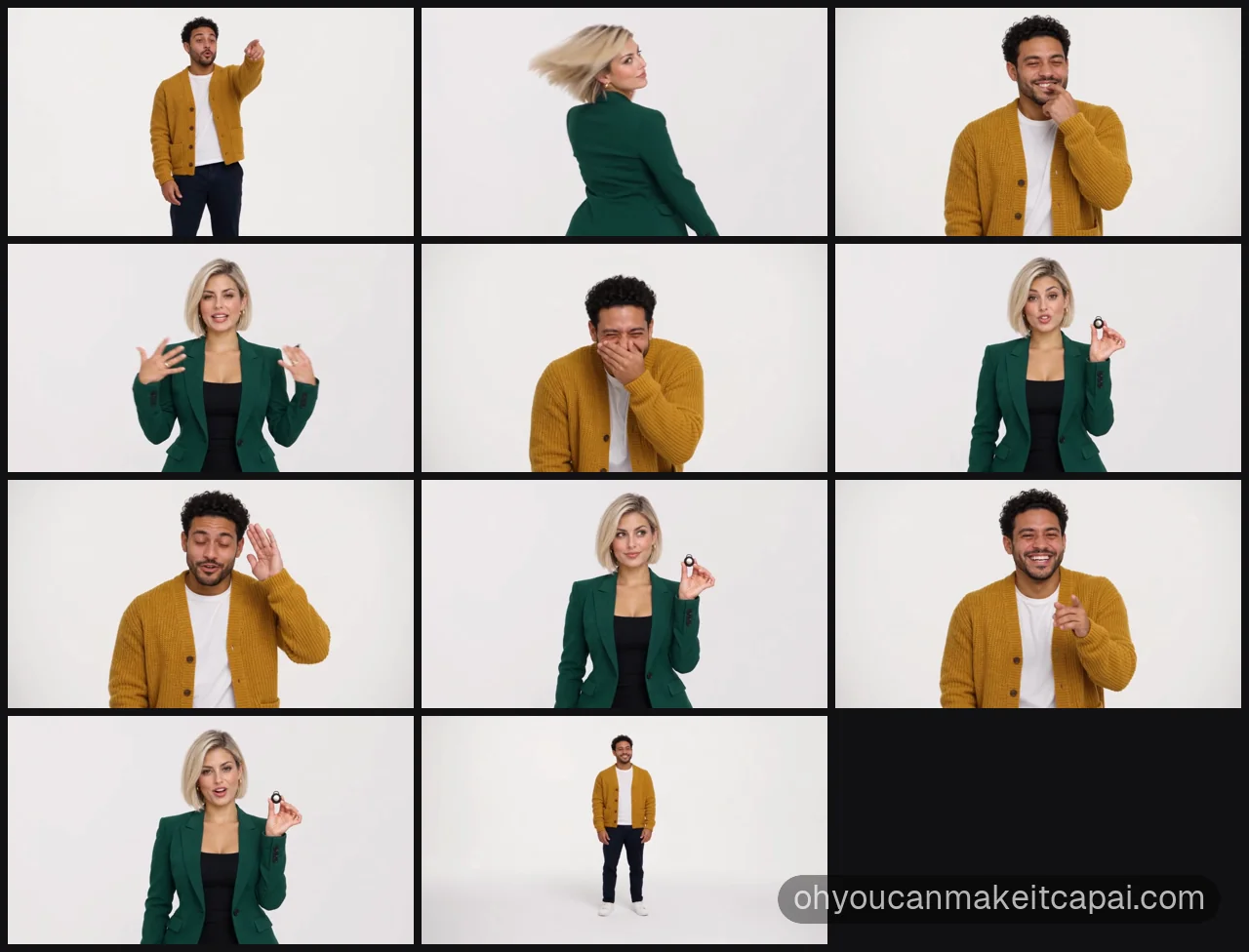 Oh you can make it cap AI video examples: one frame from each of the 11 shots, in order