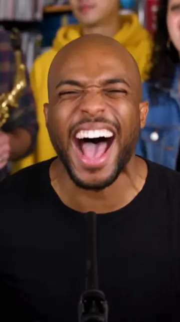 The lead singer close-up in the Tiny Desk AI video sample made from five photos